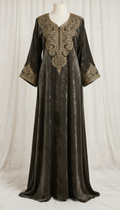 Velvet Kaftan with Gold Embroidery