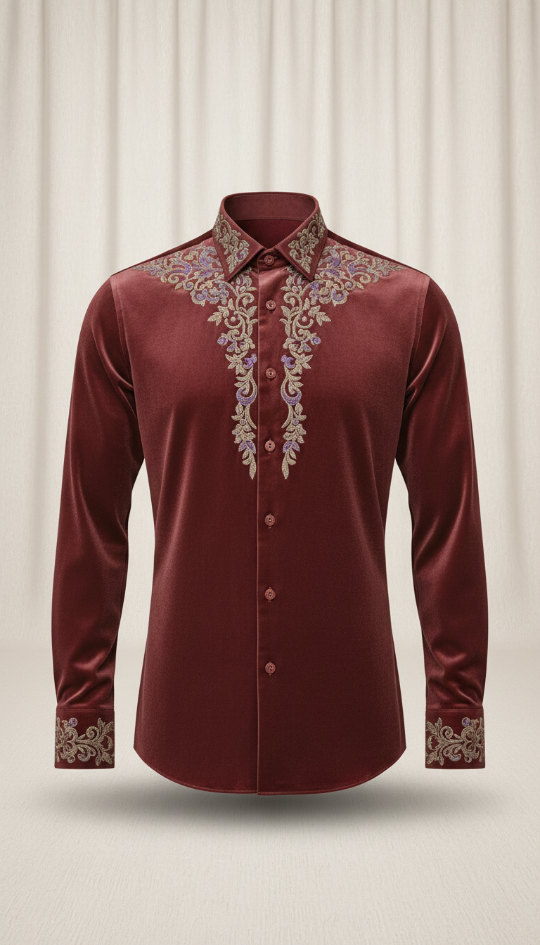 Rosewood Velvet Formal Shirt